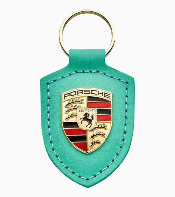Porsche 75 Years Mint Green Leather Crest Keyring | WAP0503530RWSA