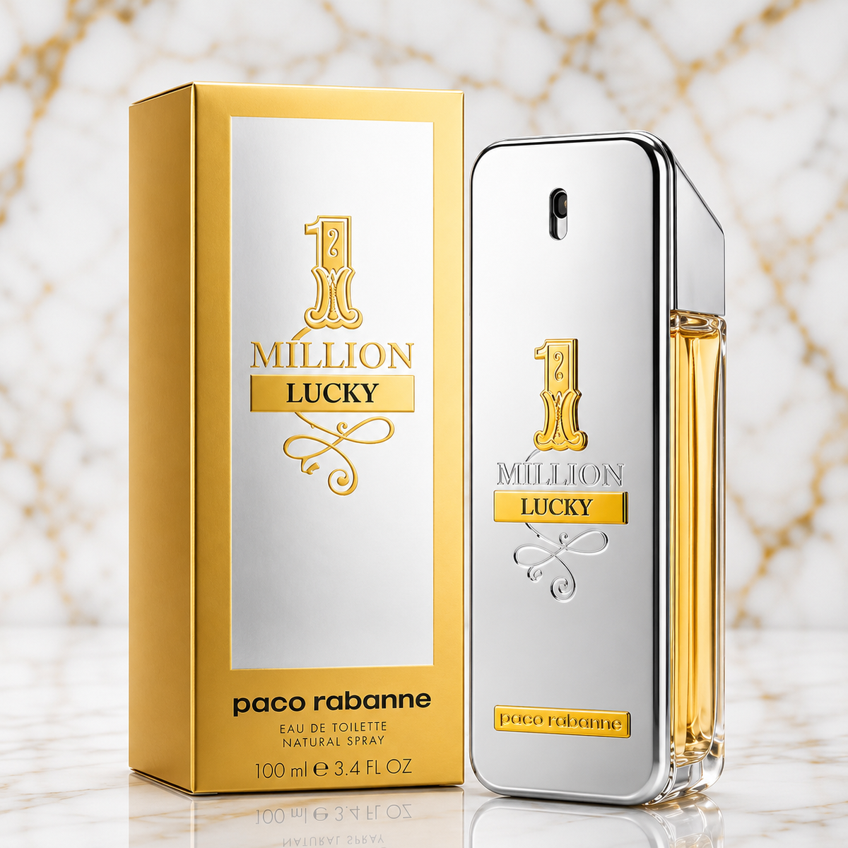 Paco Rabanne 1 Million Lucky Eau de Toilette for Men, 3.4 oz / 100 ml