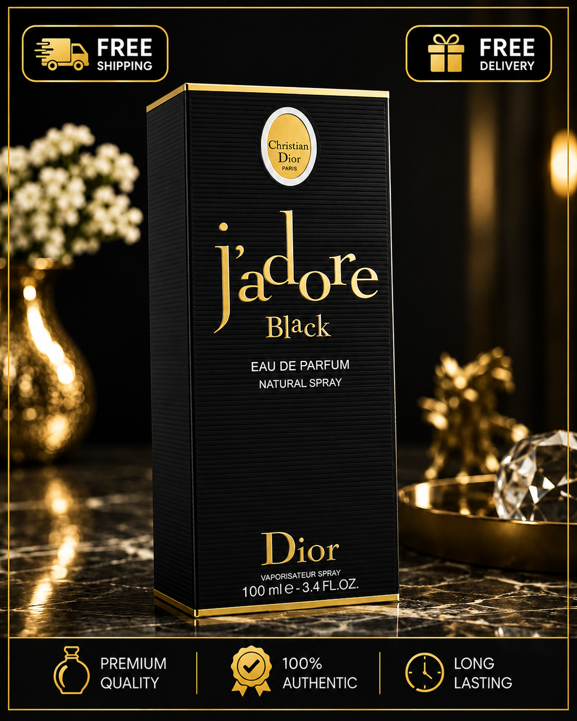 Christian Dior J’adore Black Eau de Parfum Natural Spray – 3.4 oz / 100 ml