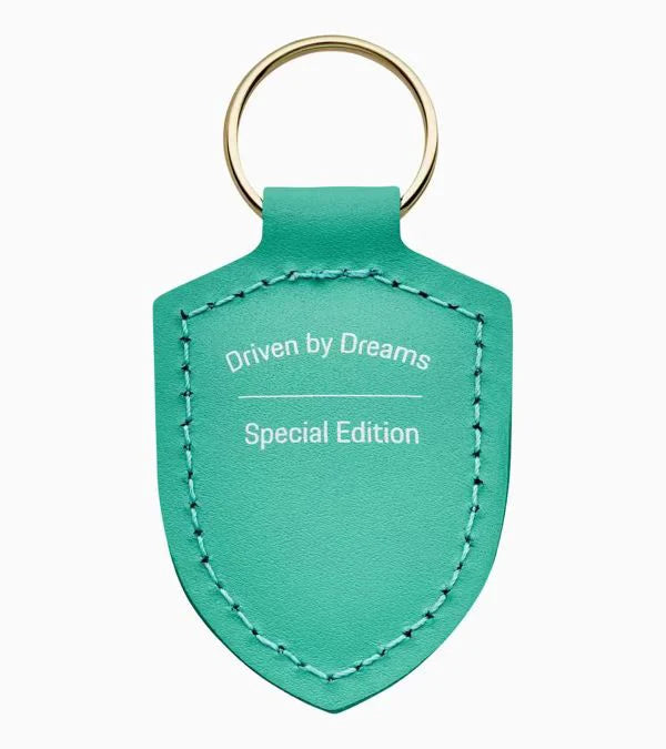 Porsche 75 Years Mint Green Leather Crest Keyring | WAP0503530RWSA