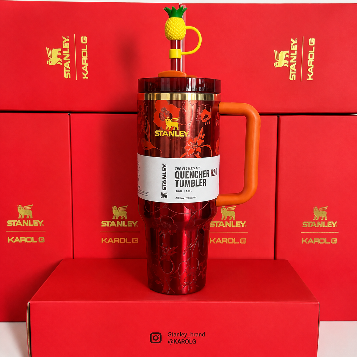 Stanley x KAROL G Quencher H2.0 FlowState Tumbler with Handle & Straw – 40 oz