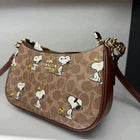 COACH x PEANUTS Teri Shoulder Bag CBJ88 Snoopy Tan Brown