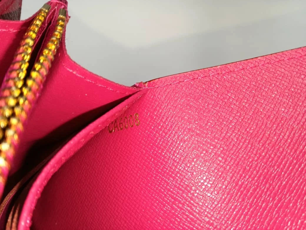 Louis Vuitton x Takashi Murakami White Multicolor Sarah Long Wallet Pink Interior