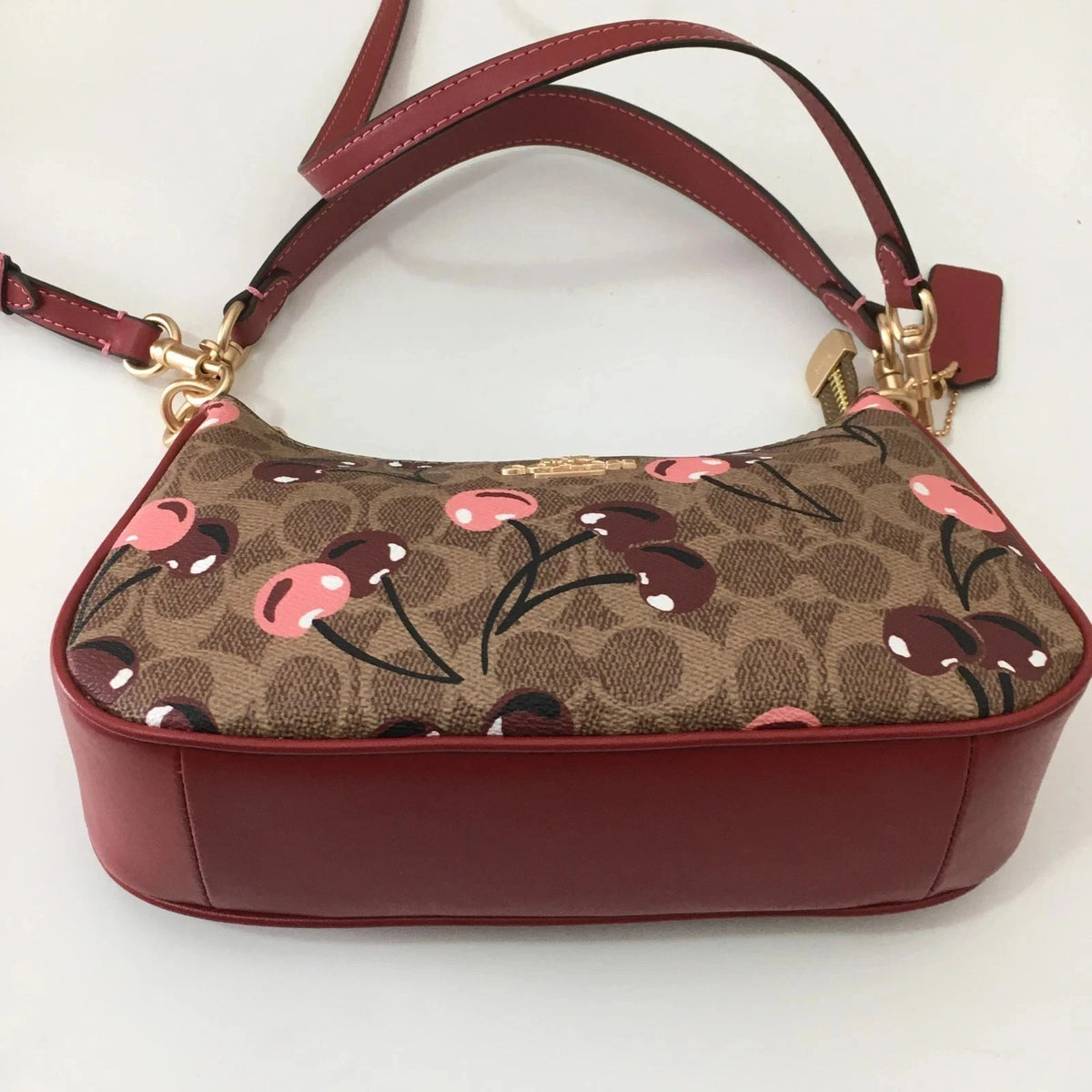 COACH Teri Shoulder Bag CY694 Cherry Print Tan Brown