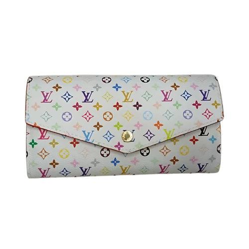 Louis Vuitton x Takashi Murakami White Multicolor Sarah Long Wallet Pink Interior